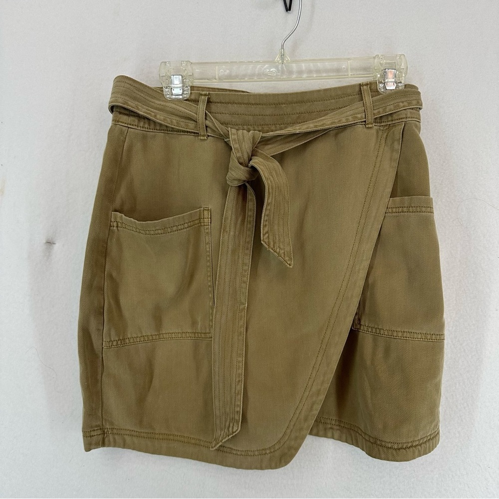 Sonoma Front Tie Jean Cargo Short Skirt Wrap‎ Pocket 2 Tan